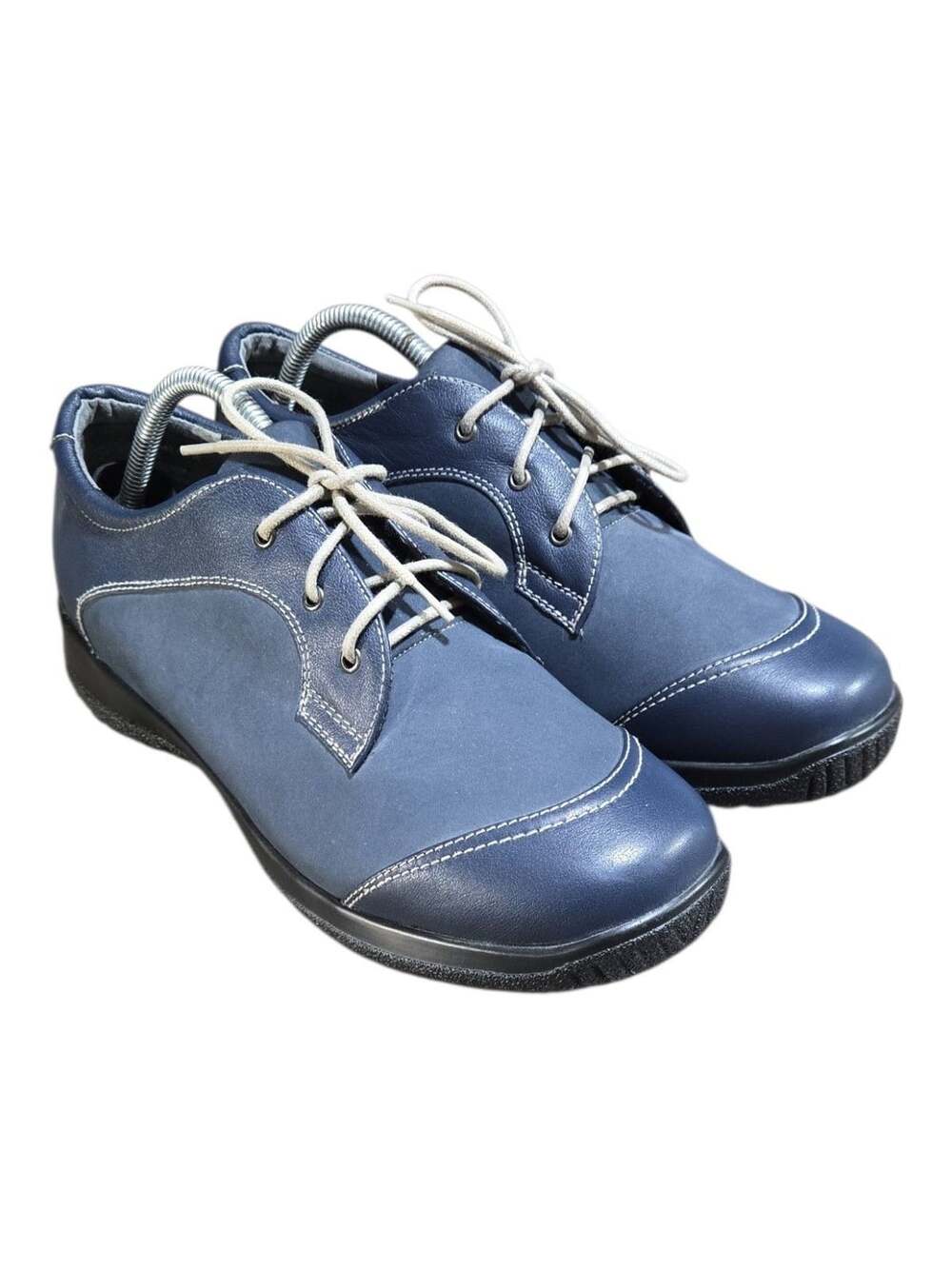 Drew Women's Hope Blue Leather Lace-Up Comfort Orthopedic Shoes
